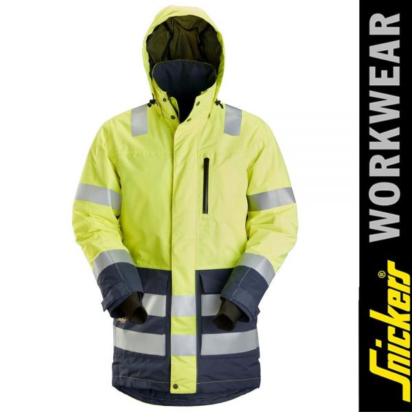 Allround Work HI-VIS Wasserdichter Parka - Klasse 3 - SNICKERS-1830-gelb-navy