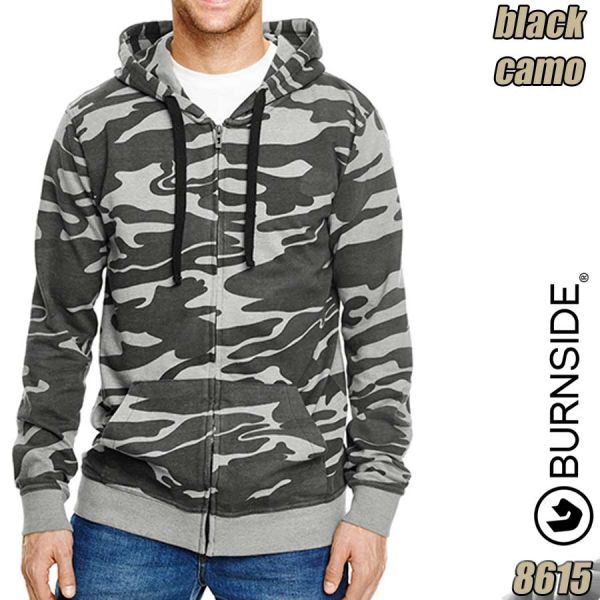 Full Zip, Camo Hooded Jacket, Burnside, BU8615