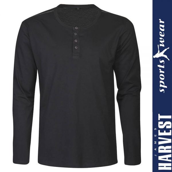 Langarm T-Shirt mit Knopfleiste - Harvest Sportswear-schwarz