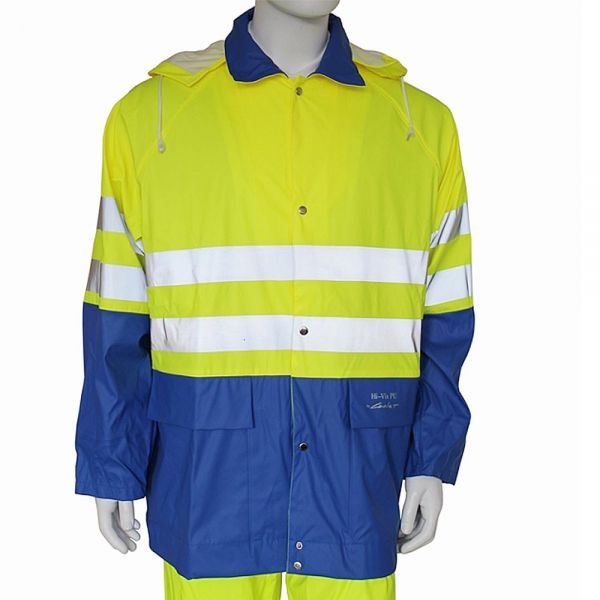 Regenjacke - PU/PVC - Hi-Vis - Leuchtgelb/Blau - 18214