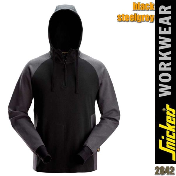 Zweifarbiger Hoodie mit Halbreißverschluss, Snickers - 2842