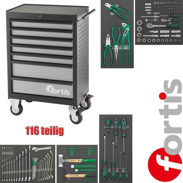 Werkstattwagen bestückt, 116 teilig, FORTIS, 