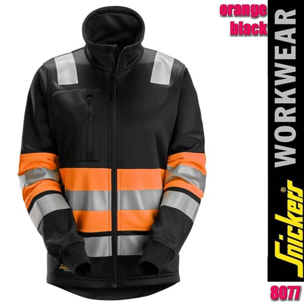 High-Vis-Damenjacke mit durchgehendem Reißverschluss, Warnschutzklasse 1, Snickers - 8077