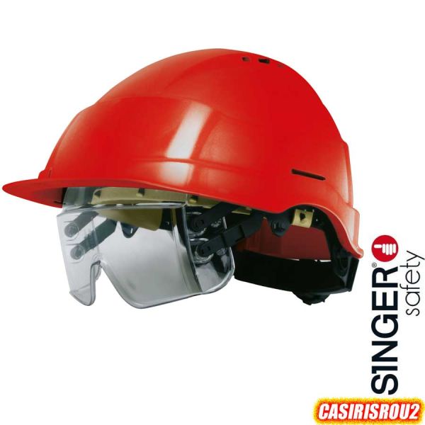 Schutzhelm IRIS2, rot, mit integrierter Schutzbrille, CASIRISROU2, SINGER Safety