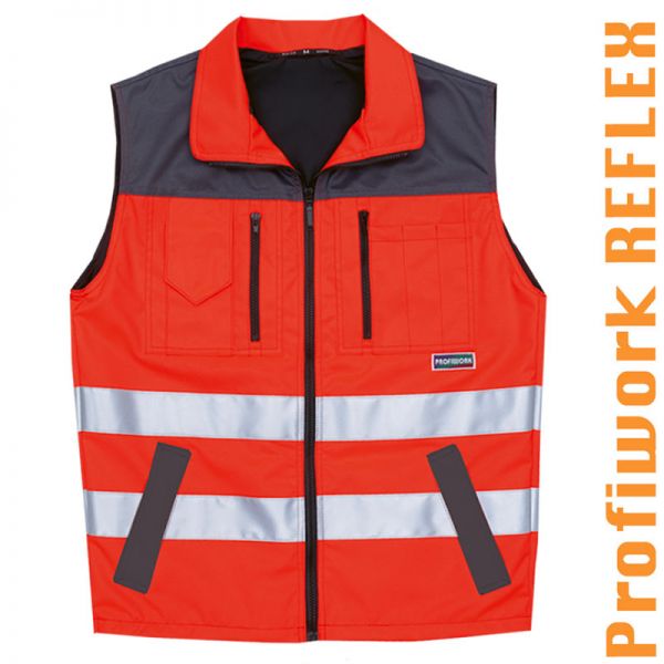 Gilet Warnschutz leuchtrot/grau Profiwork Reflex