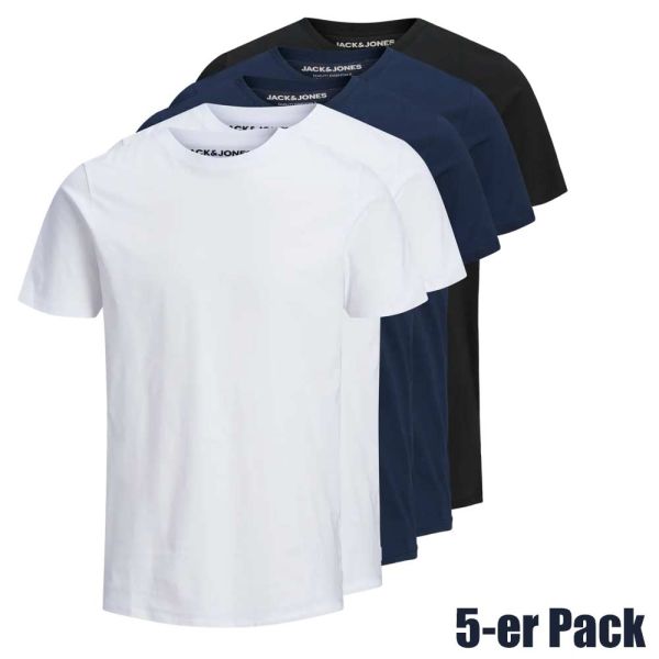5-er Pack einfarbige T-Shirts-Jack & Jones - 12191190