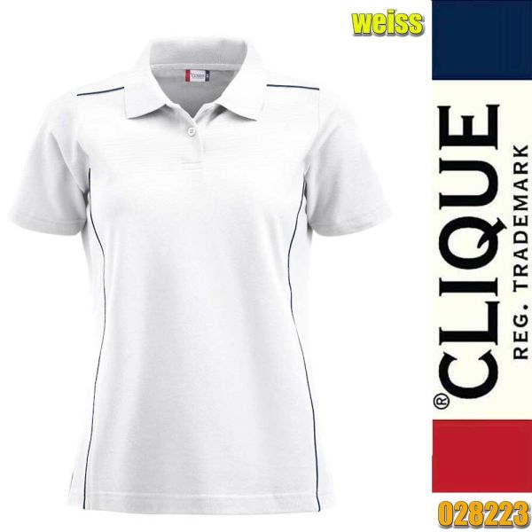 New Alpena Damen-Polo mit Kontrast Paspelierung, Clique - 028223, weiss