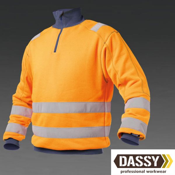 Warnschutz Sweat Shirt, DASSY Workwear, orange, blau