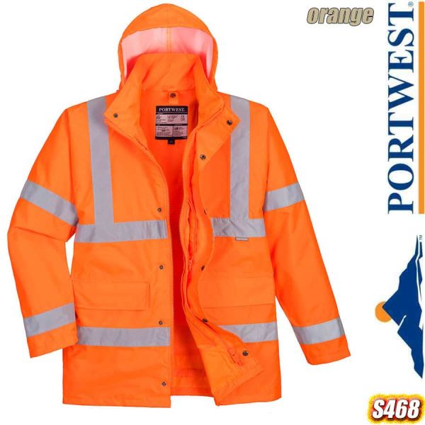 Warnschutz-Regenparka, 4-in1, Verkehrsjacke, S468, PORTWEST,