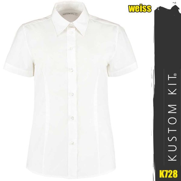 Damen-Classic-Work-Popeline-Bluse,-kurzarm,-K728-KUSTOM-KIT