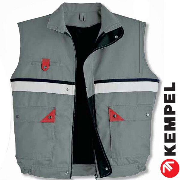 Arbeitsgilet praktisch mit vielen Taschen - grau-rot - 1136