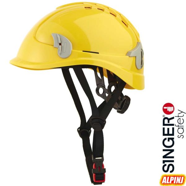 Rigger Helm, gelb, Bauhelm belueftet, ALPINJ, SINGER Safety