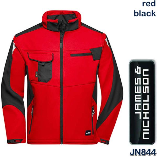 Workwear Softshell Jacket Strong, James & Nicholson, JN844, red, black