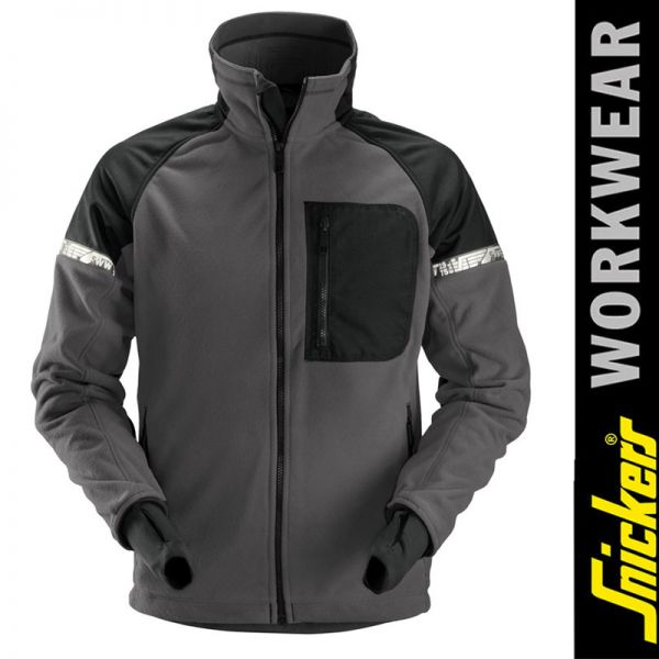 8005 AllroundWork, Winddichte Fleece Arbeitsjacke-SNICKERS Workwear-stahlgrau-schwarz