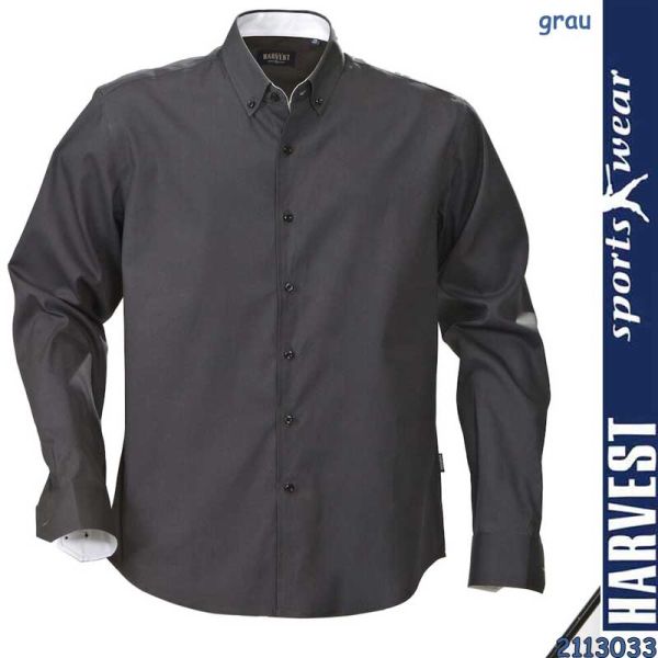 Herren-Hemd, Redding, Oxford, James Harvest, 2113033, grau
