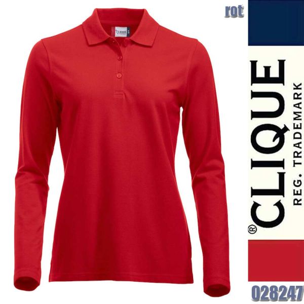 Classic Marion L/S Langarm Polo, Clique - 028247, rot