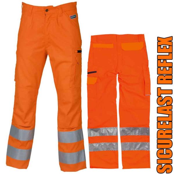 Warnschutz Bundhose, SICURELAST Reflex, orange,