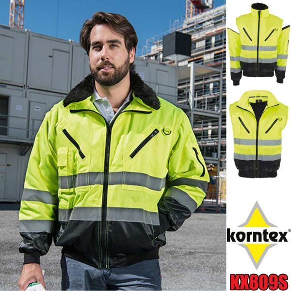 Pilot - Warnschutz - Jacke, 4-in 1, OSLO, KORNTEX, EN20471, KX809S