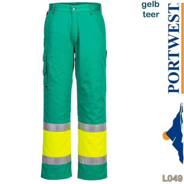 Combat Hose, zweifarbig, HI_VIS, L049, PORTWEST, gelb-teer