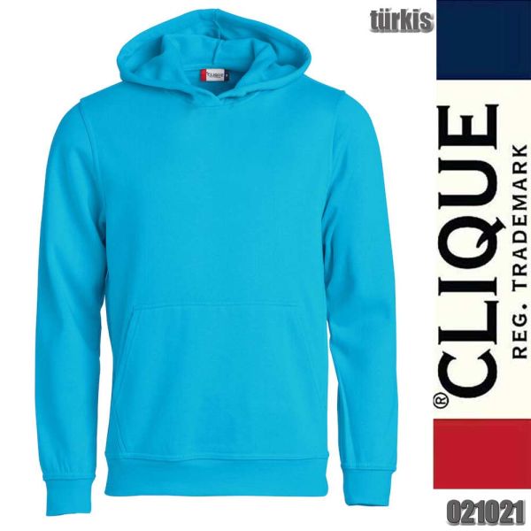 Basic Hoody Junior, Kaputzensweater, Clique - 021021, tuerkis