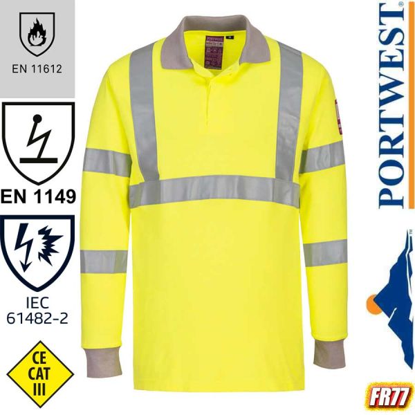 Flammhemmendes, antistatisches Warnschutz Poloshirt, FR77, PORTWEST