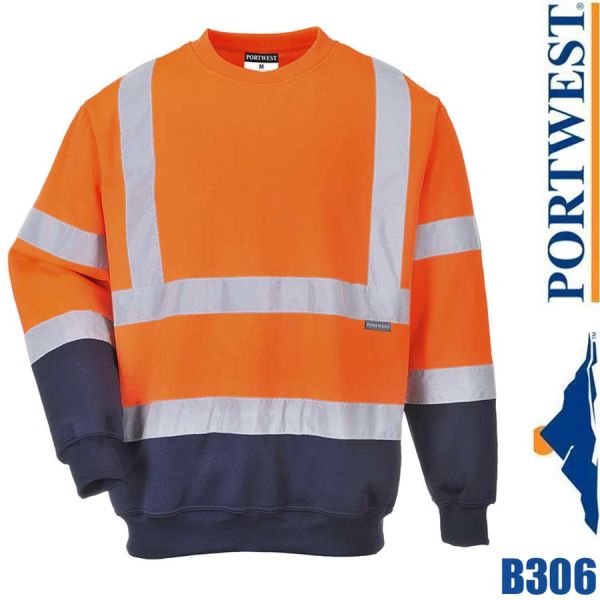 2-farbiges Warnschutz Sweatshirt, B306, PORTWEST