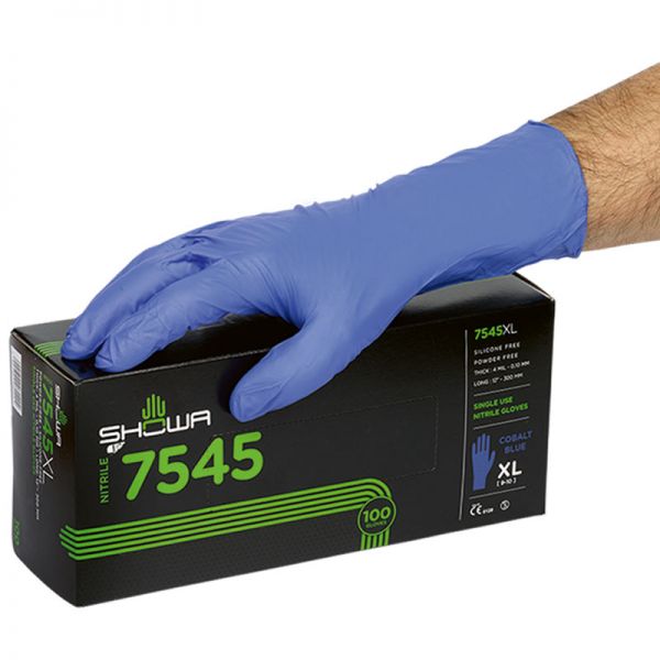 Einweghandschuhe SHOWA 7545 - kobaltblau - Box zu 100 Stck