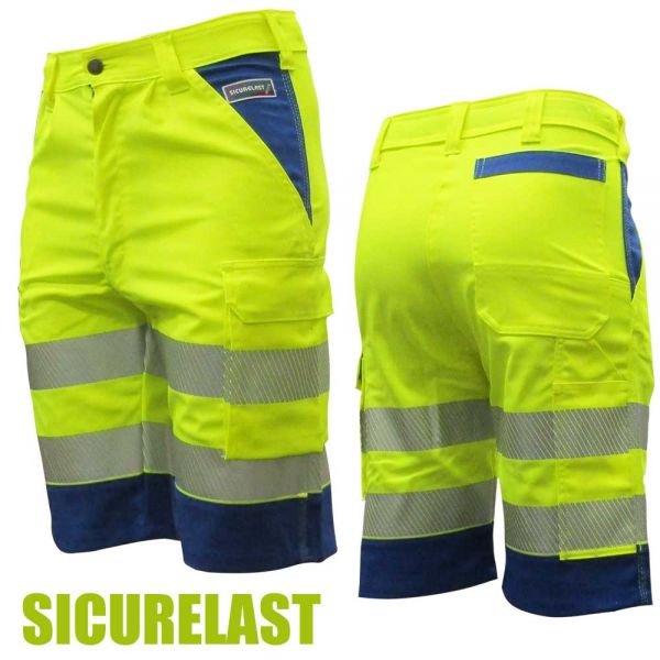 Warnschutz-Shorts leuchtgelb/blau SICURELAST REFLEX -