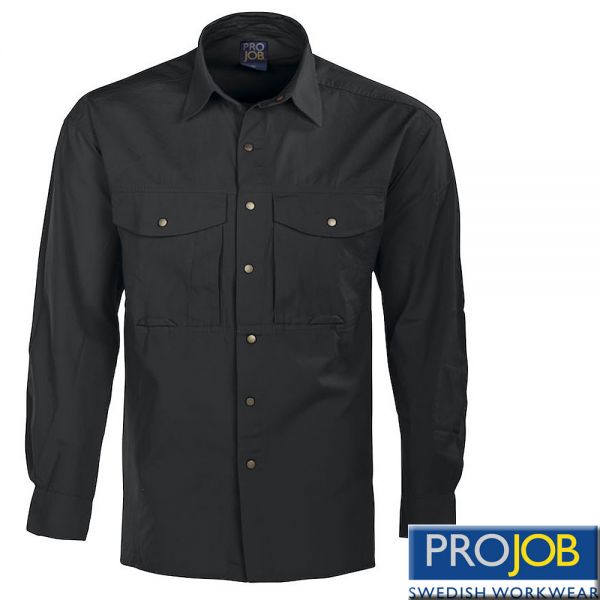 PROJOB 5210, Langarm Hemd 100% Baumwolle-schwarz
