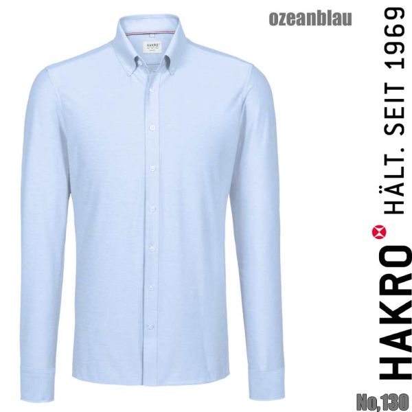 NO. 130 Hakro Hemd Natural Stretch Regular, ozeanblau