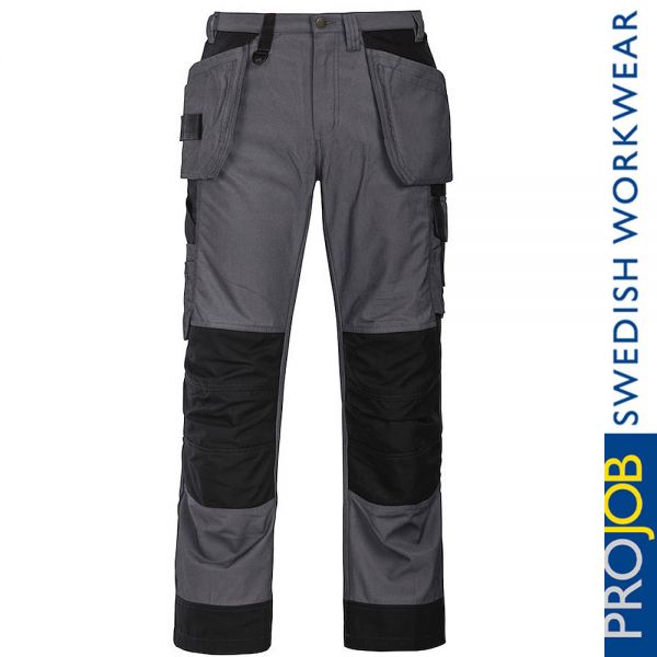 Robuste Hose mit Knieverstärkung und Hängetaschen, Pro Job - 5513-grau