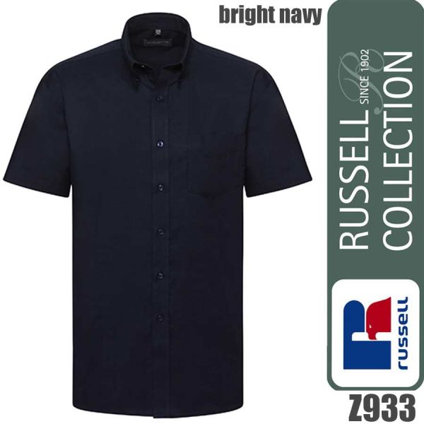 Men`s Short Sleeve Classic Oxford Shirt, Russel - Z933, bright navy