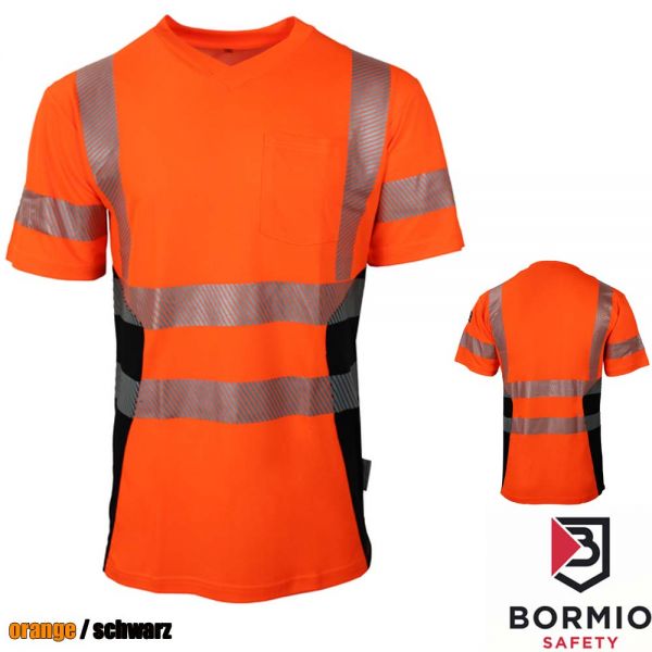 Warnschutz T-Shirt, Bormio Badus, kurzarm, orange/schwarz 