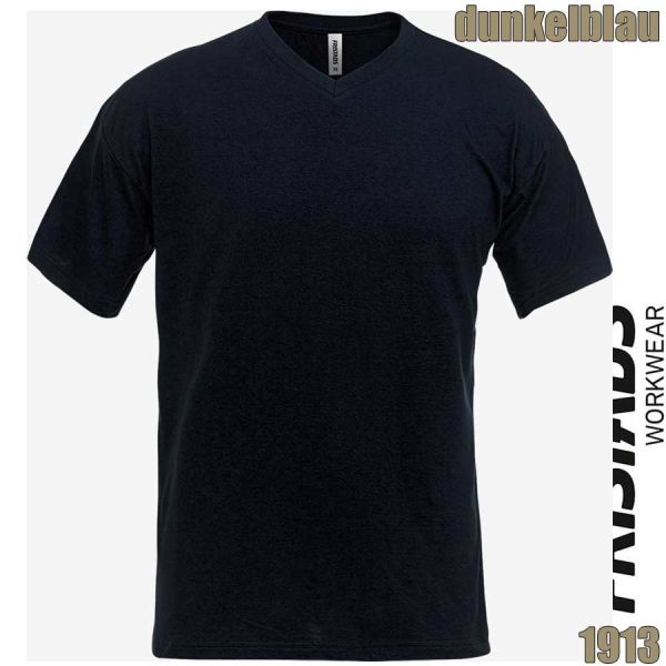 T-Shirt mit V-Ausschnitt, ACODE, 1913, FRISTADS, 100241, dunkelblau