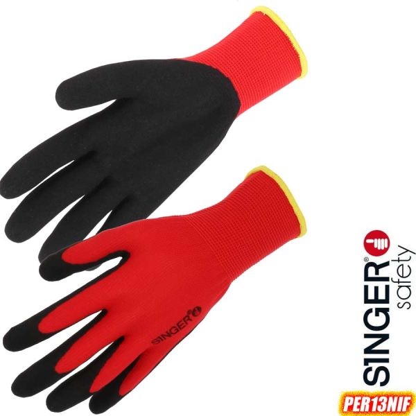 Leichter Nitril-Handschuh, rot, sandgestrahlt, PER13NIF, SINGER Safety