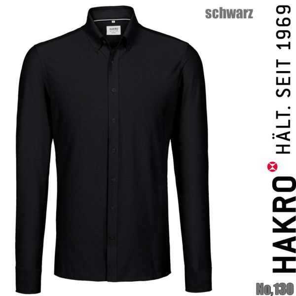 NO. 130 Hakro Hemd Natural Stretch Regular, schwarz