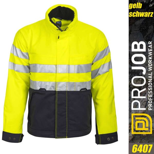 Gefütterte Jacke Warnschutz, KLASSE3, PRO JOB 6407