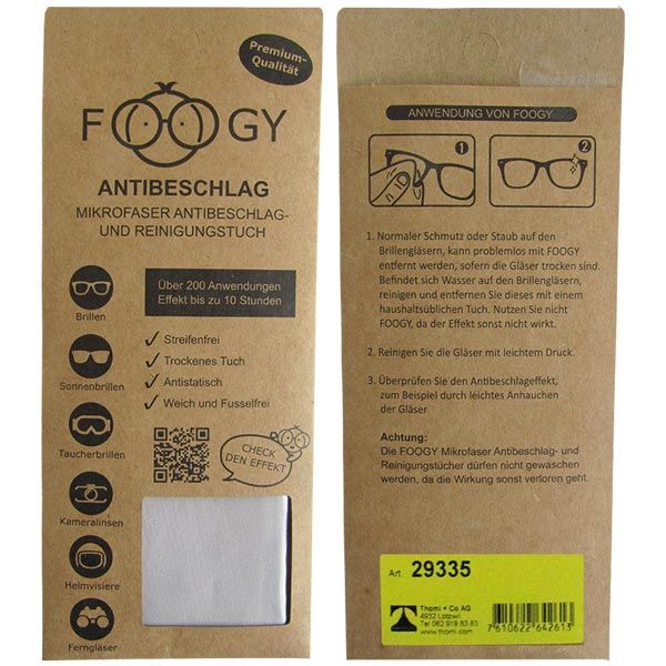 Brillen Antibeschlag und Reinigungstuch FOOGY 