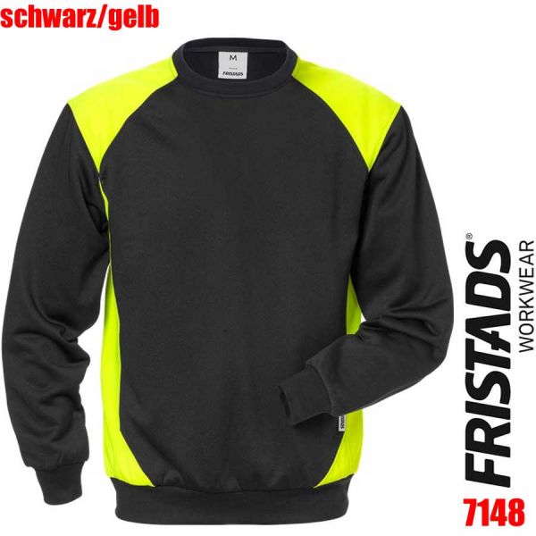 SWEATSHIRT 7148 SHV - FRISTADS - 131763-schwarz,gelb