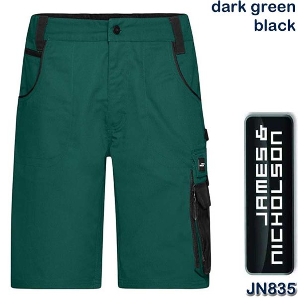 Workwear Bermudas Strong Shorts, James&Nicholson, JN835, dark green, black
