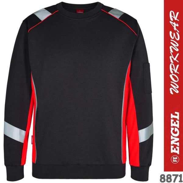 CARGO Sweatshirt, 8871, ENGEL Workwear, schwarz-rot
