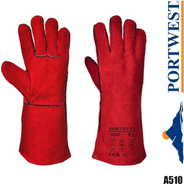 Schweisser Stulpenhandschuhe, rot, Leder, A500
