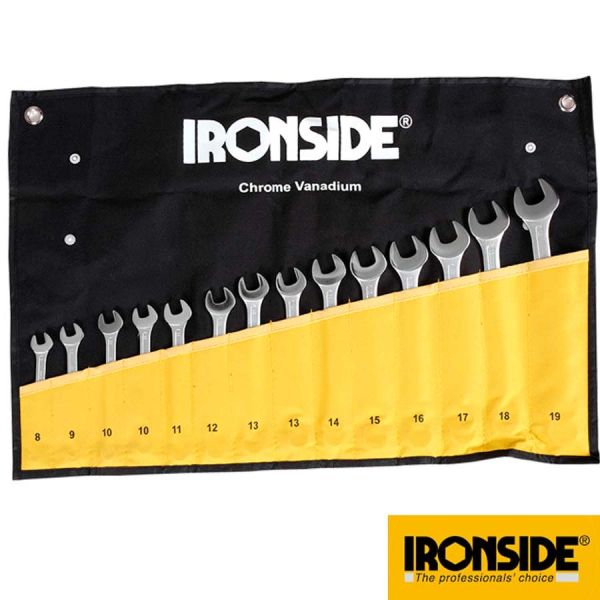 Ringgabelschlüssel-Set, 8-19mm, 14 teilig, IRONSIDE,