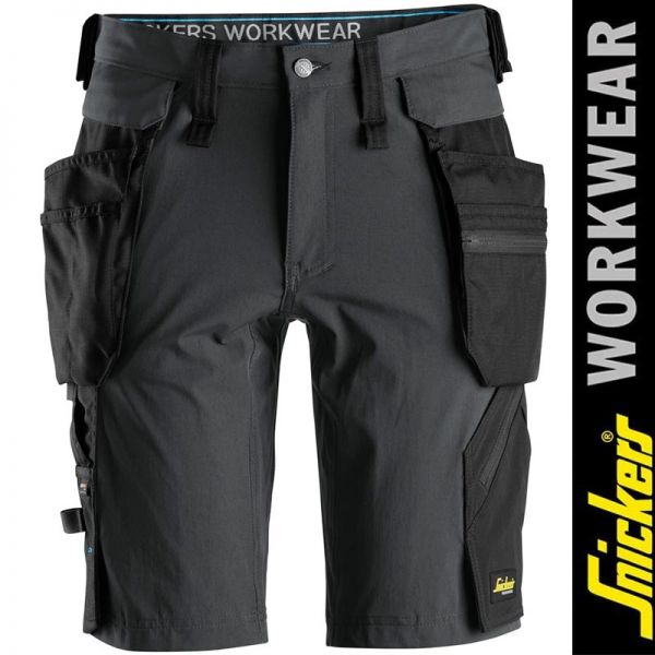 6108 LiteWork - Shorts+ mit abnehmbaren Holstertaschen - SNICKERS Workwear, steel grey-black