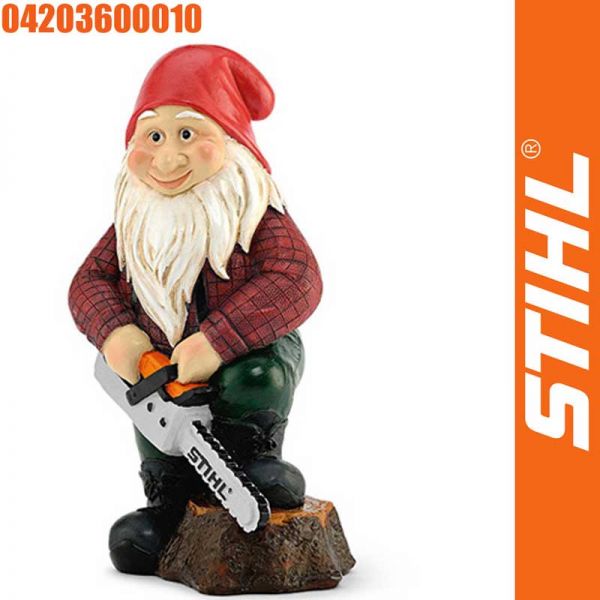 Gartenzwerg STIHL, mit Motorsäge im Anschlag - 04203600010