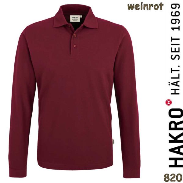 NO. 820 Hakro Longsleeve-Poloshirt Classic, weinrot