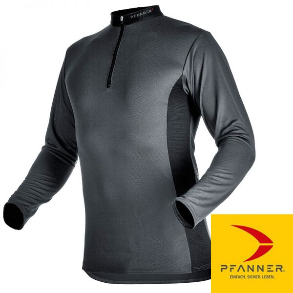 ZIPP-Neck Shirt - Langarm - Pfanner - 104060-grau