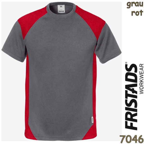 T-Shirt, innen weiche Baumwolle, UV-Schutz -7046, 122396, grau-rot