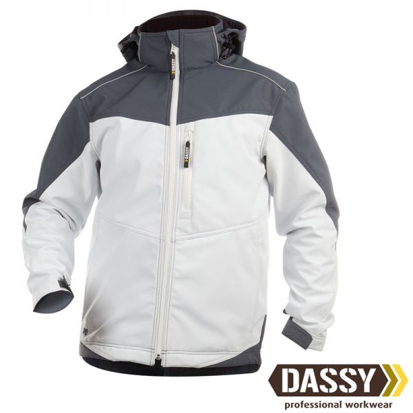 Softshelljacke Jakarta, DASSY Workwear, weiss-grau