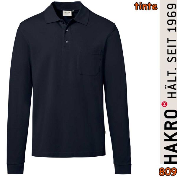 NO. 809 Hakro Longsleeve-Pocket-Poloshirt Top, tinte